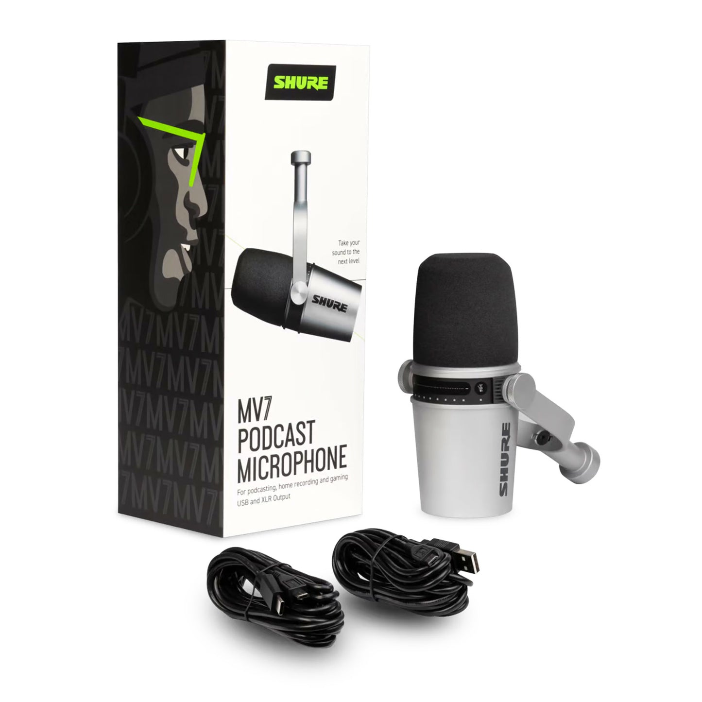 Micrófono para podcast y home office plata SHURE MV7-S