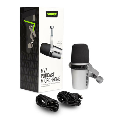 Micrófono para podcast y home office plata SHURE MV7-S